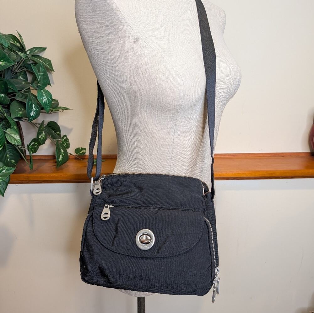 Baggallini Black Crossbody Travel Bag – Multi-Pocket, Lightweight